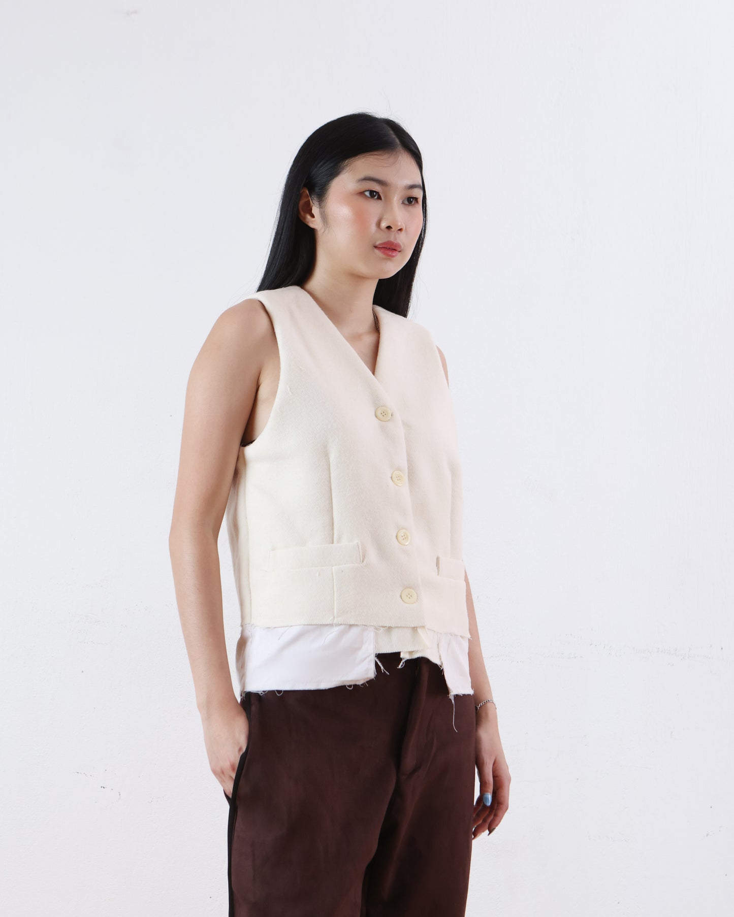 Unfinished Hemline Vest
